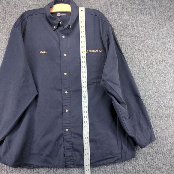 Subaru Men's Employee Uniform Long Sleeve Workwear Shirt Blue 2XL Logo - Picture 14 of 16